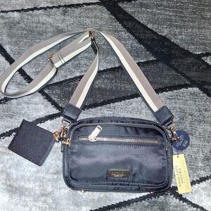 NWT Super Cute Black Nylon Rachel Roy Crossbody Bag With Removable Card Stacker!